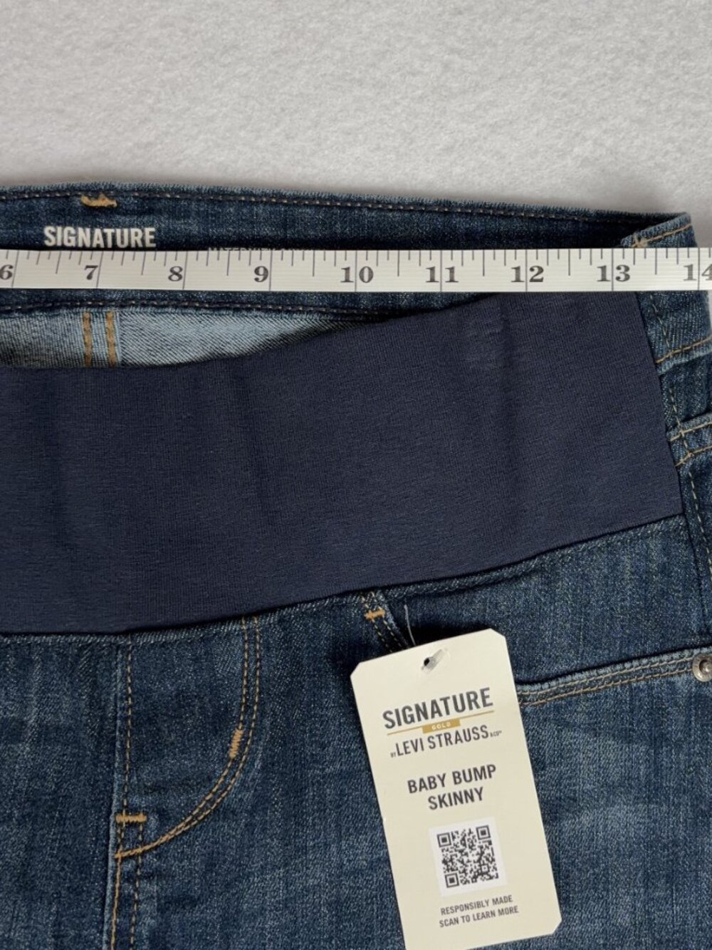 Levi Strauss Signature Gold Baby Bump Skinny Jeans Women’s XS Blue Maternity NWT - Picture 5 of 11